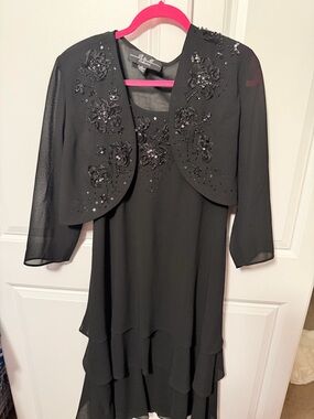 Black Embellished Two-Piece Dress Set